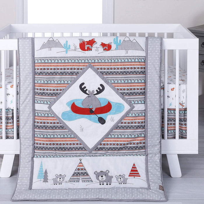 Trend Lab Moose Canoe 4-Piece Crib Bedding Set