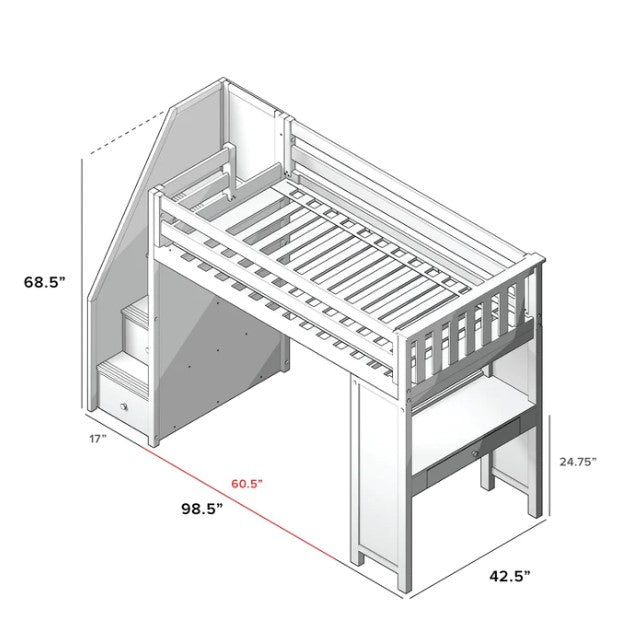 Jackpot Deluxe Staircase Loft Bed Study
