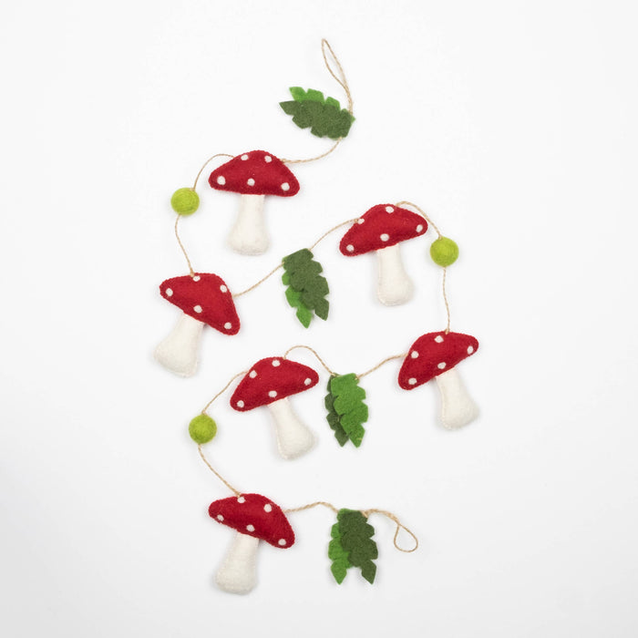 Felt Decor Red Spotted Felt Mushroom Garland