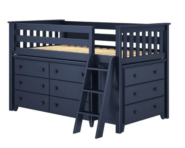 Jackpot Deluxe Twin Storage Loft Bed with Two Dressers