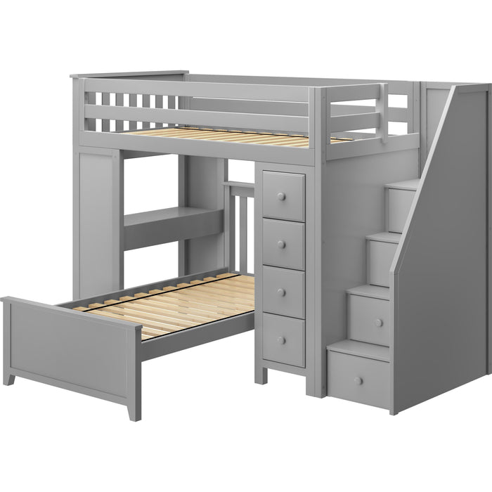 Jackpot Deluxe Staircase Loft Bed Desk + Dresser, Twin