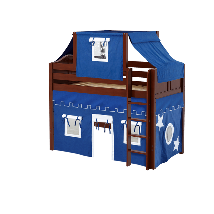 Maxtrix Twin Mid Loft Bed with Straight Ladder, Curtain + Top Tent (800 Lbs. Rating)