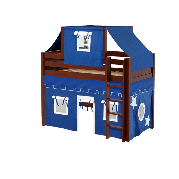 Maxtrix Twin Mid Loft Bed with Straight Ladder, Curtain + Top Tent (800 Lbs. Rating)