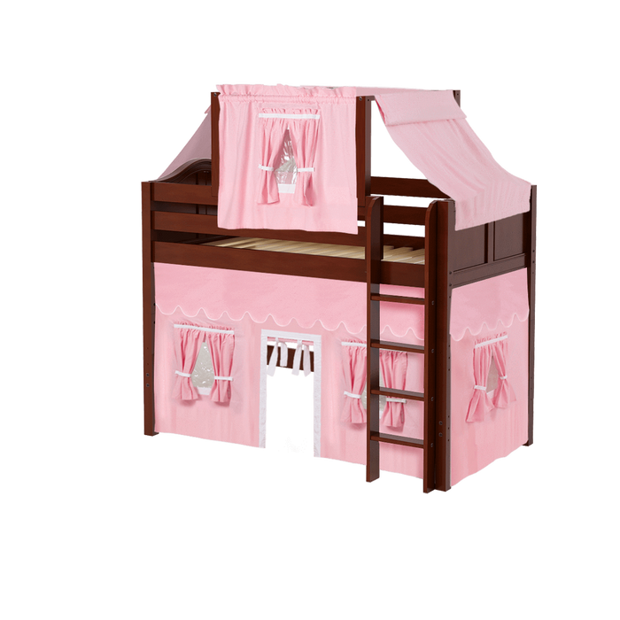 Maxtrix Twin Mid Loft Bed with Straight Ladder, Curtain + Top Tent (800 Lbs. Rating)