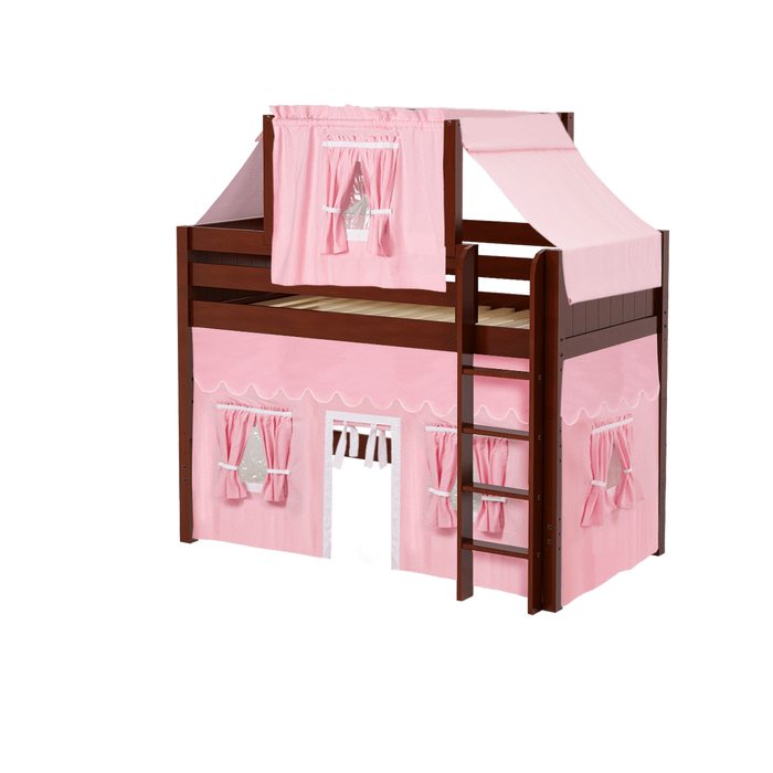 Maxtrix Twin Mid Loft Bed with Straight Ladder, Curtain + Top Tent (800 Lbs. Rating)