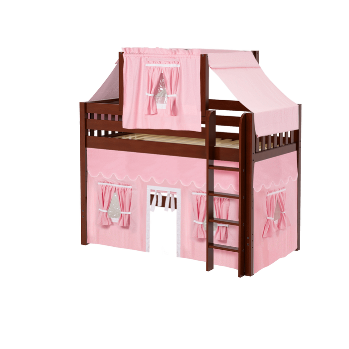 Maxtrix Twin Mid Loft Bed with Straight Ladder, Curtain + Top Tent (800 Lbs. Rating)