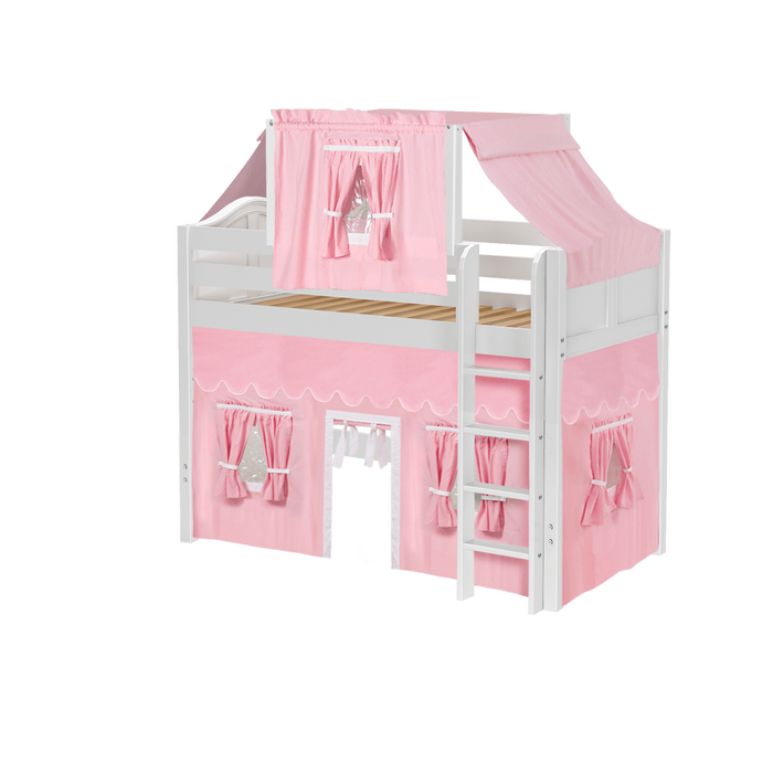Maxtrix Twin Mid Loft Bed with Straight Ladder, Curtain + Top Tent (800 Lbs. Rating)