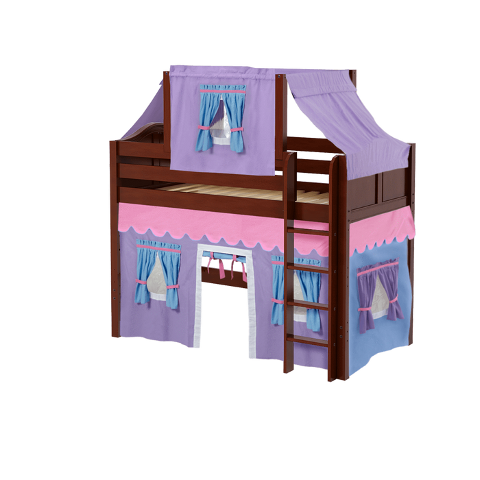 Maxtrix Twin Mid Loft Bed with Straight Ladder, Curtain + Top Tent (800 Lbs. Rating)