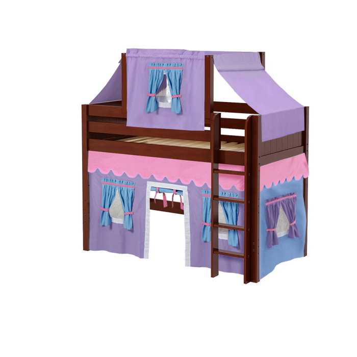 Maxtrix Twin Mid Loft Bed with Straight Ladder, Curtain + Top Tent (800 Lbs. Rating)