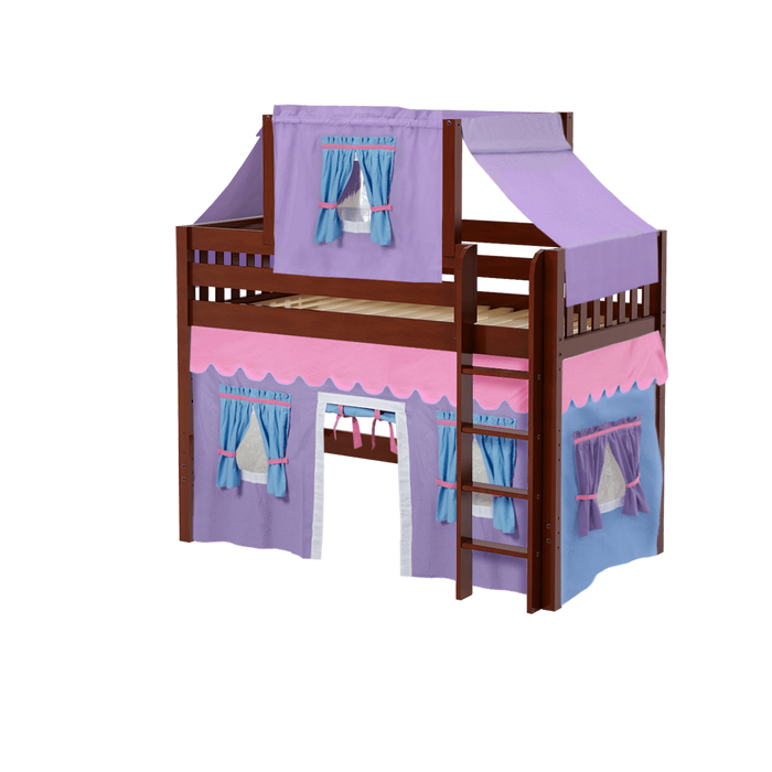 Maxtrix Twin Mid Loft Bed with Straight Ladder, Curtain + Top Tent (800 Lbs. Rating)