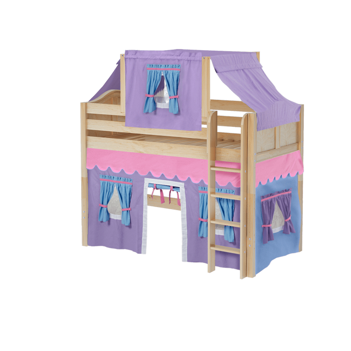 Maxtrix Twin Mid Loft Bed with Straight Ladder, Curtain + Top Tent (800 Lbs. Rating)