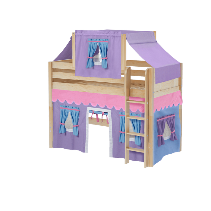Maxtrix Twin Mid Loft Bed with Straight Ladder, Curtain + Top Tent (800 Lbs. Rating)