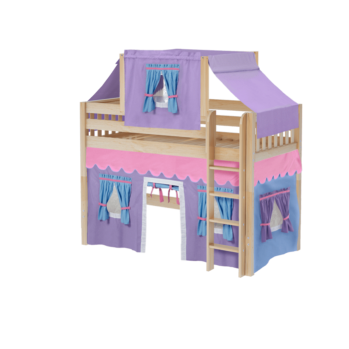Maxtrix Twin Mid Loft Bed with Straight Ladder, Curtain + Top Tent (800 Lbs. Rating)