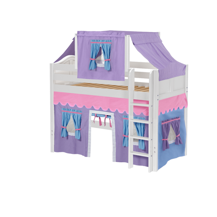 Maxtrix Twin Mid Loft Bed with Straight Ladder, Curtain + Top Tent (800 Lbs. Rating)