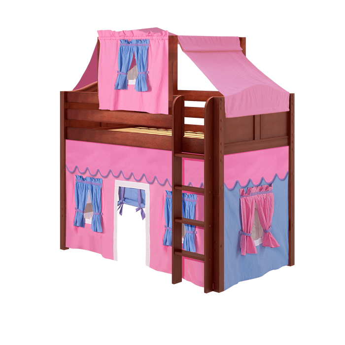 Maxtrix Twin Mid Loft Bed with Straight Ladder, Curtain + Top Tent (800 Lbs. Rating)