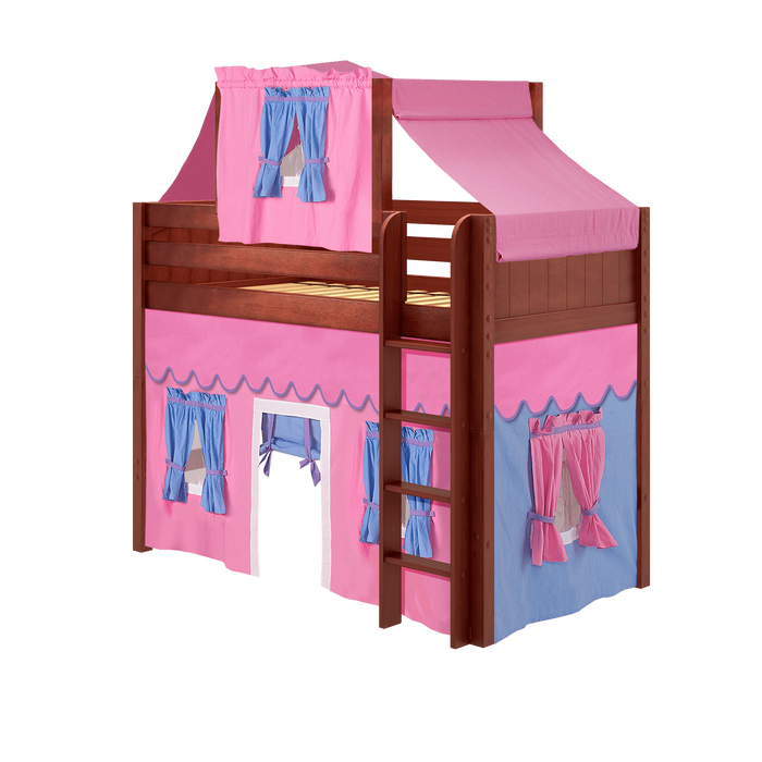 Maxtrix Twin Mid Loft Bed with Straight Ladder, Curtain + Top Tent (800 Lbs. Rating)