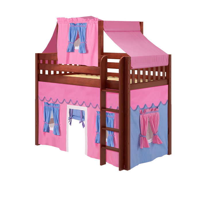 Maxtrix Twin Mid Loft Bed with Straight Ladder, Curtain + Top Tent (800 Lbs. Rating)