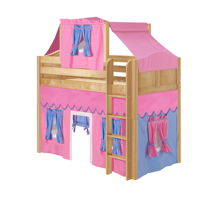 Maxtrix Twin Mid Loft Bed with Straight Ladder, Curtain + Top Tent (800 Lbs. Rating)