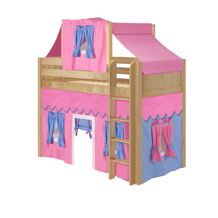 Maxtrix Twin Mid Loft Bed with Straight Ladder, Curtain + Top Tent (800 Lbs. Rating)