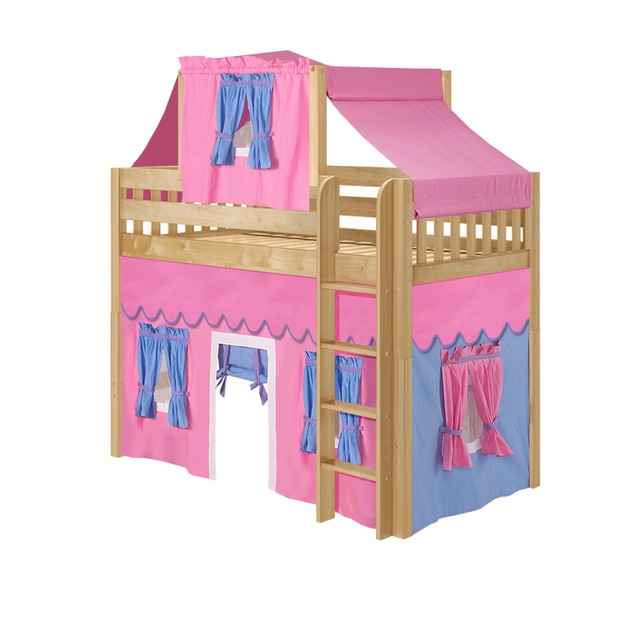 Maxtrix Twin Mid Loft Bed with Straight Ladder, Curtain + Top Tent (800 Lbs. Rating)