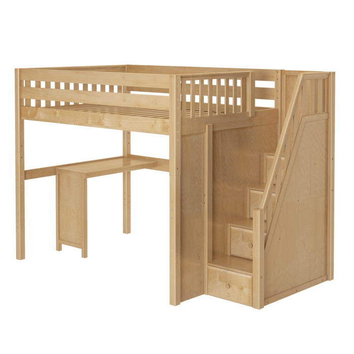 Maxtrix Full High Loft Bed with Stairs + Corner Desk (800 Lbs. Rating)