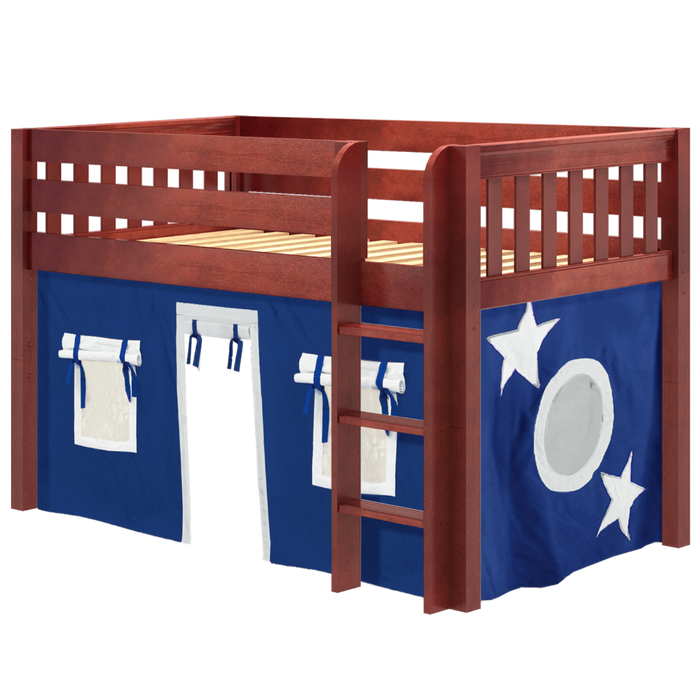 Maxtrix Twin Low Loft Bed with Straight Ladder + Curtain (800 Lbs. Rating)