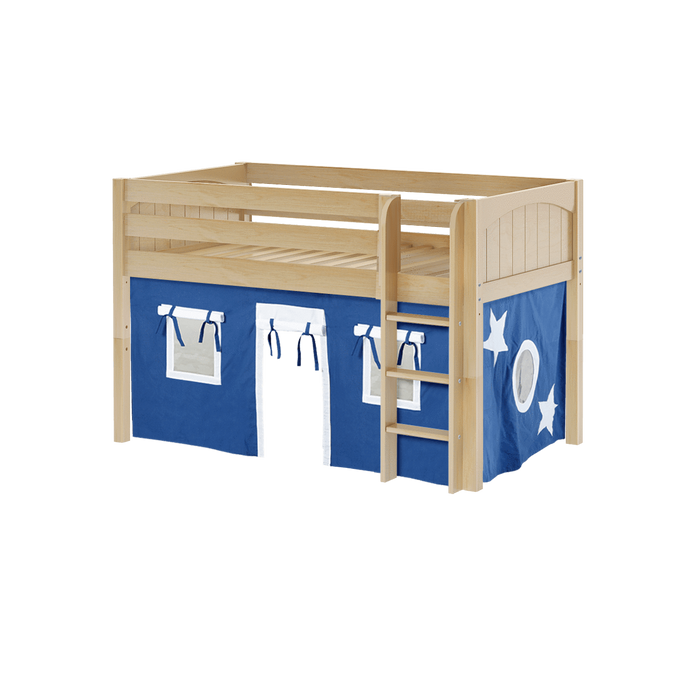 Maxtrix Twin Low Loft Bed with Straight Ladder + Curtain (800 Lbs. Rating)