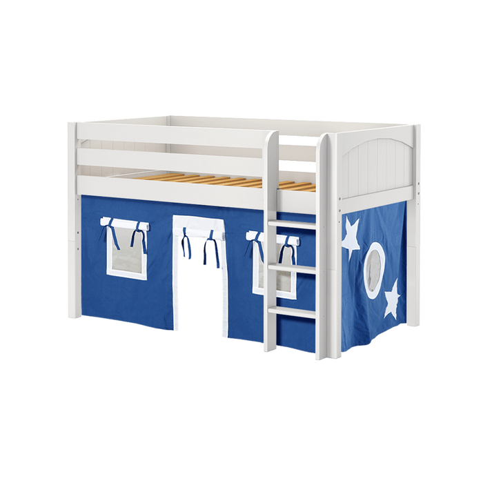 Maxtrix Twin Low Loft Bed with Straight Ladder + Curtain (800 Lbs. Rating)