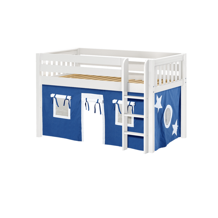 Maxtrix Twin Low Loft Bed with Straight Ladder + Curtain (800 Lbs. Rating)