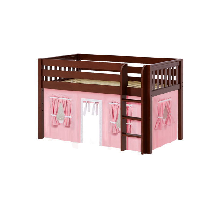 Maxtrix Twin Low Loft Bed with Straight Ladder + Curtain (800 Lbs. Rating)