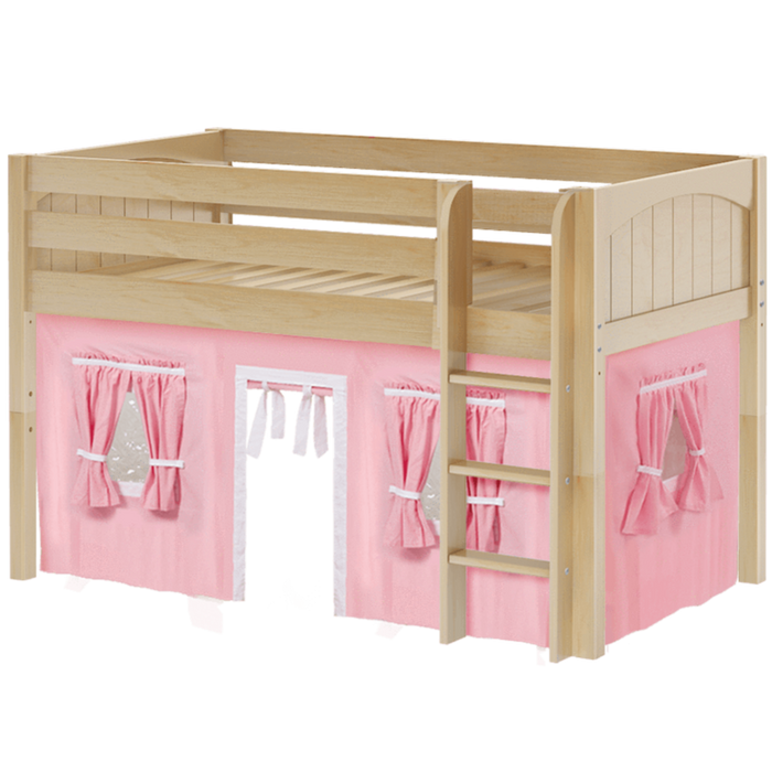 Maxtrix Twin Low Loft Bed with Straight Ladder + Curtain (800 Lbs. Rating)