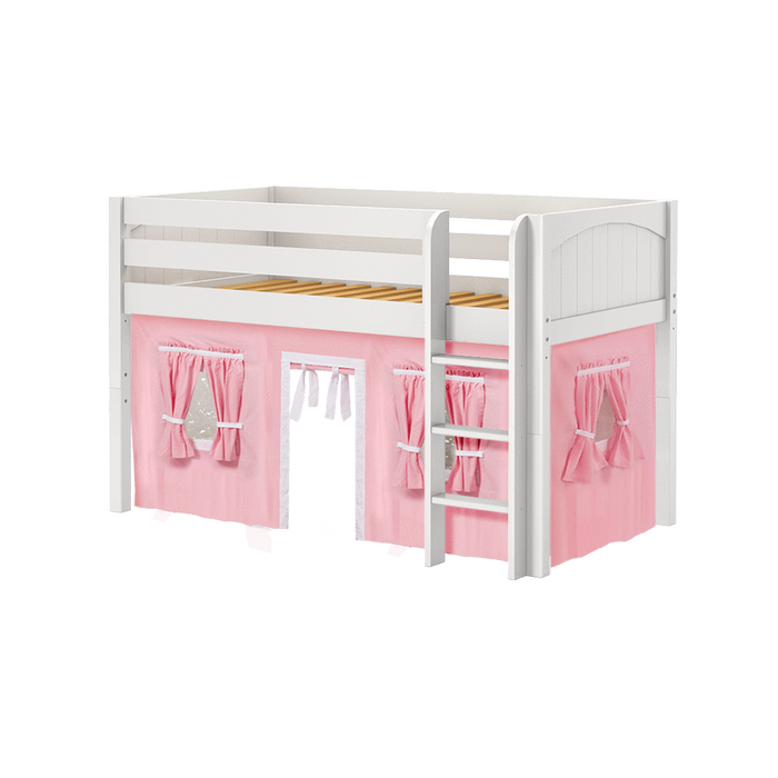 Maxtrix Twin Low Loft Bed with Straight Ladder + Curtain (800 Lbs. Rating)