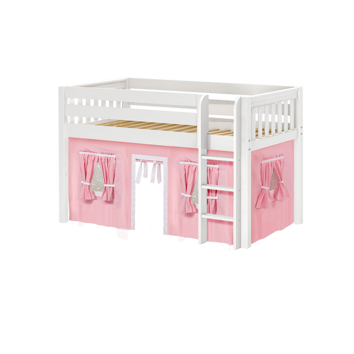 Maxtrix Twin Low Loft Bed with Straight Ladder + Curtain (800 Lbs. Rating)