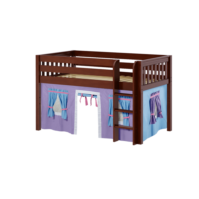 Maxtrix Twin Low Loft Bed with Straight Ladder + Curtain (800 Lbs. Rating)