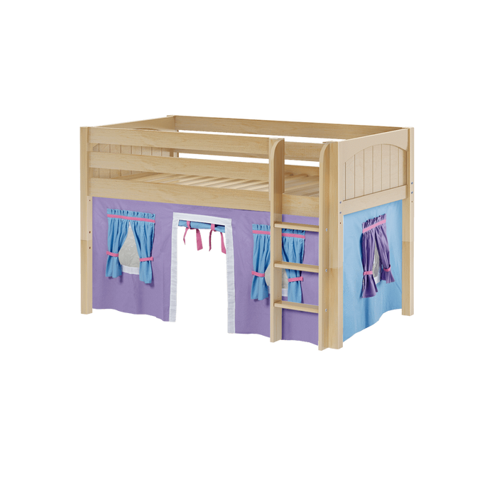 Maxtrix Twin Low Loft Bed with Straight Ladder + Curtain (800 Lbs. Rating)