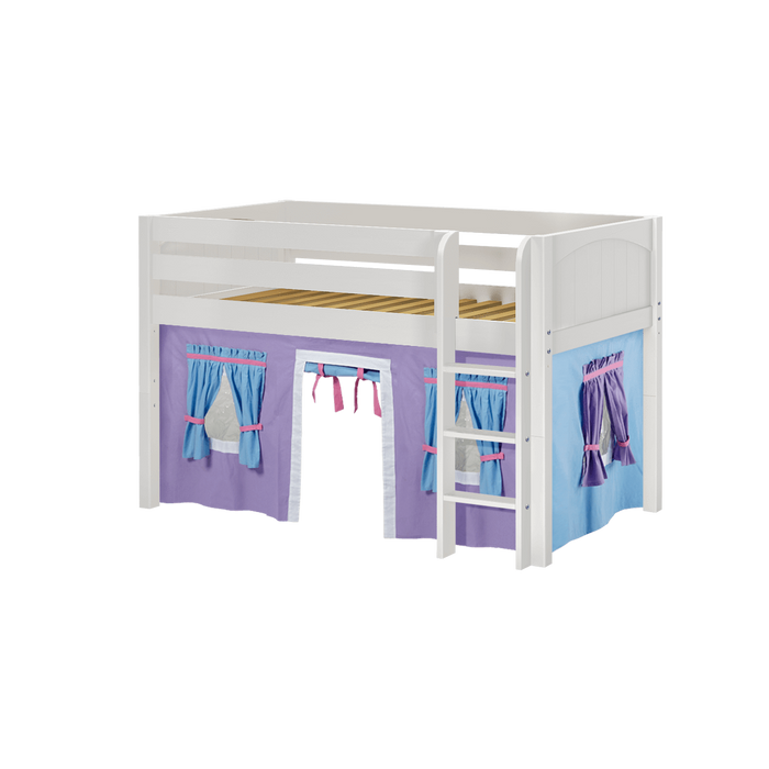 Maxtrix Twin Low Loft Bed with Straight Ladder + Curtain (800 Lbs. Rating)