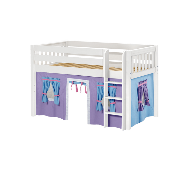 Maxtrix Twin Low Loft Bed with Straight Ladder + Curtain (800 Lbs. Rating)
