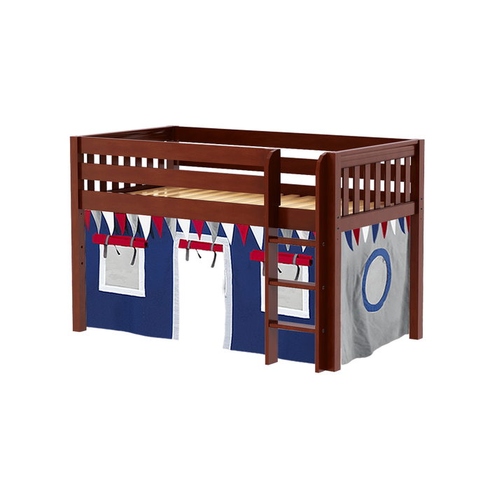 Maxtrix Twin Low Loft Bed with Straight Ladder + Curtain (800 Lbs. Rating)