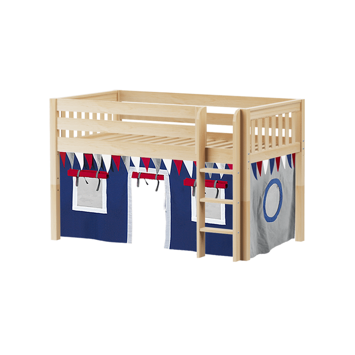 Maxtrix Twin Low Loft Bed with Straight Ladder + Curtain (800 Lbs. Rating)