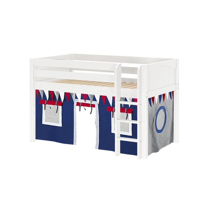 Maxtrix Twin Low Loft Bed with Straight Ladder + Curtain (800 Lbs. Rating)