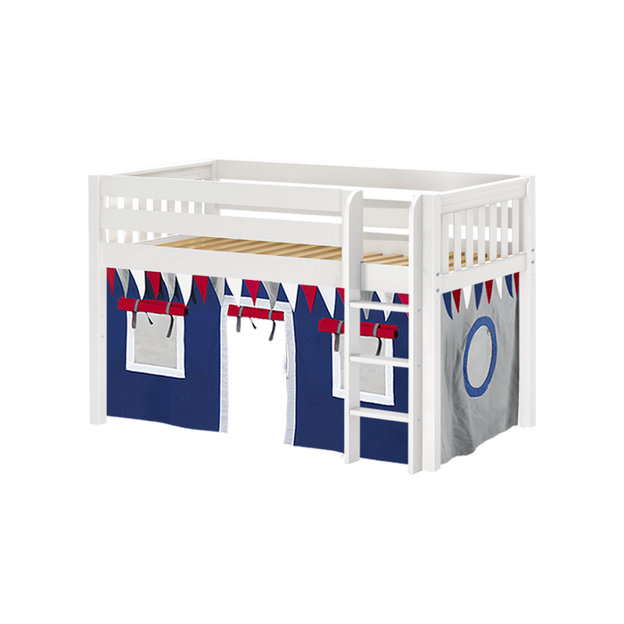 Maxtrix Twin Low Loft Bed with Straight Ladder + Curtain (800 Lbs. Rating)