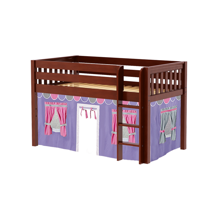 Maxtrix Twin Low Loft Bed with Straight Ladder + Curtain (800 Lbs. Rating)