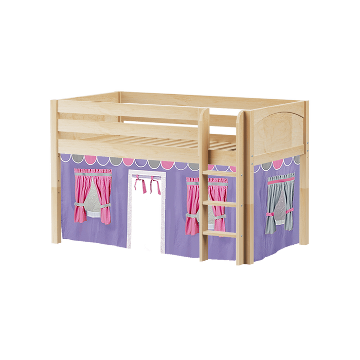 Maxtrix Twin Low Loft Bed with Straight Ladder + Curtain (800 Lbs. Rating)