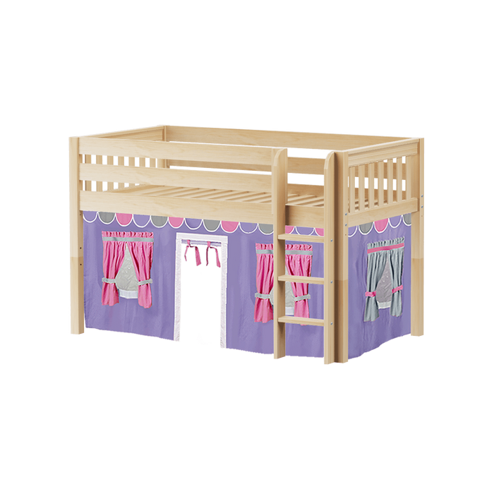 Maxtrix Twin Low Loft Bed with Straight Ladder + Curtain (800 Lbs. Rating)