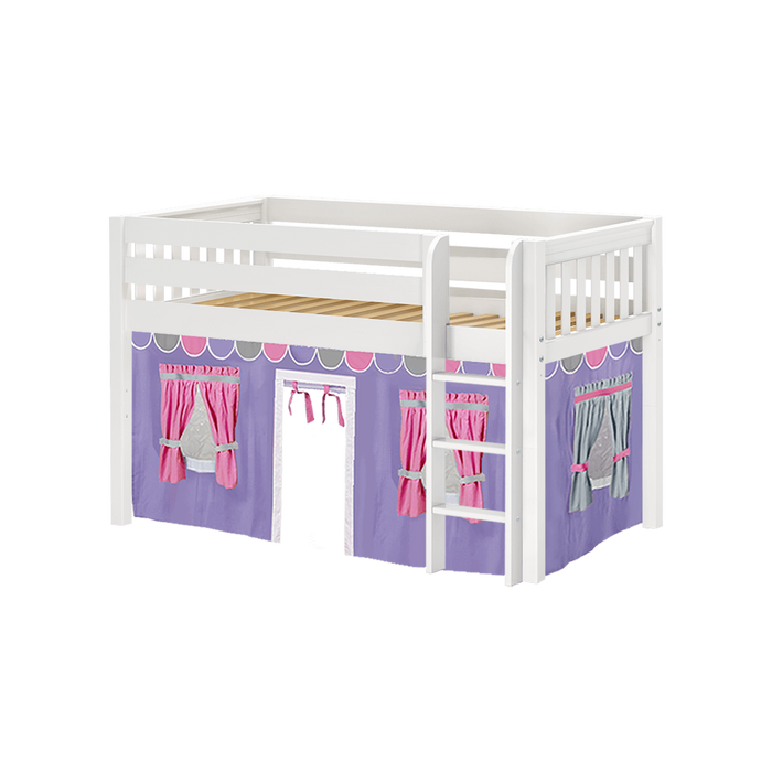 Maxtrix Twin Low Loft Bed with Straight Ladder + Curtain (800 Lbs. Rating)