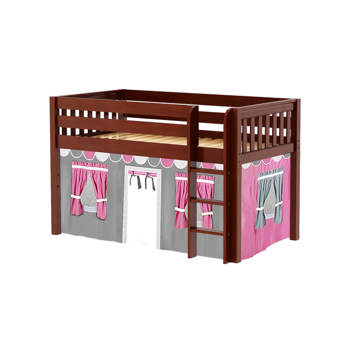 Maxtrix Twin Low Loft Bed with Straight Ladder + Curtain (800 Lbs. Rating)