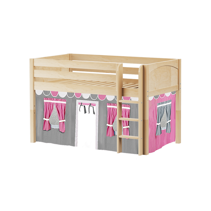 Maxtrix Twin Low Loft Bed with Straight Ladder + Curtain (800 Lbs. Rating)
