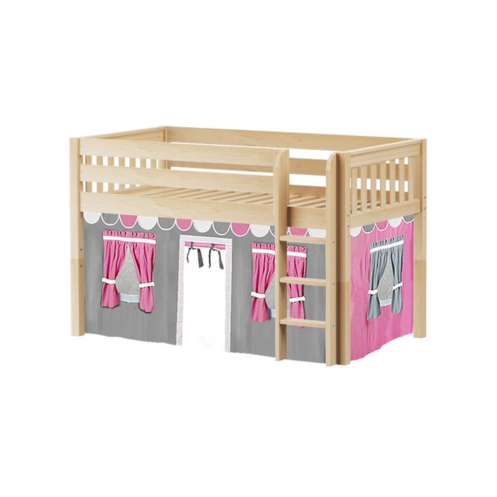 Maxtrix Twin Low Loft Bed with Straight Ladder + Curtain (800 Lbs. Rating)