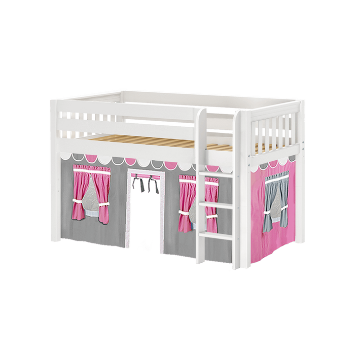 Maxtrix Twin Low Loft Bed with Straight Ladder + Curtain (800 Lbs. Rating)