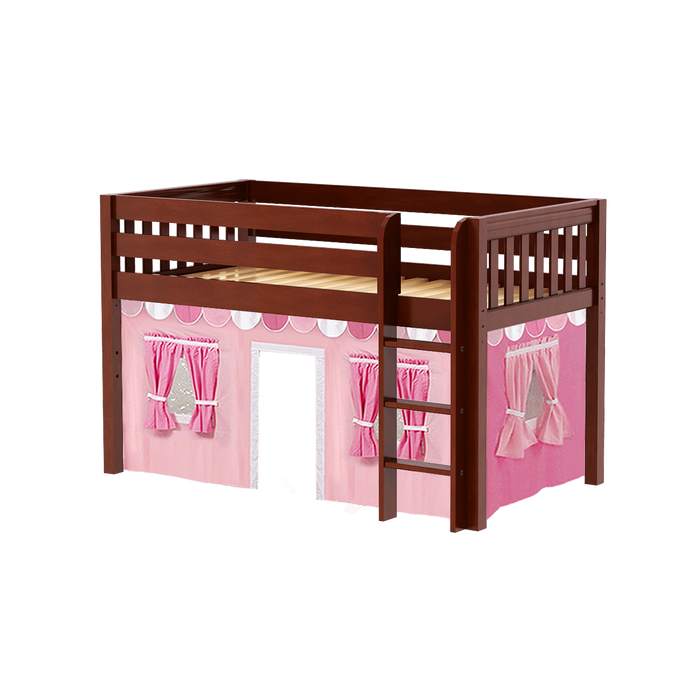 Maxtrix Twin Low Loft Bed with Straight Ladder + Curtain (800 Lbs. Rating)